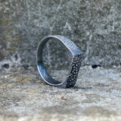 Sterling silver oxidised rustic ring. Made to order.