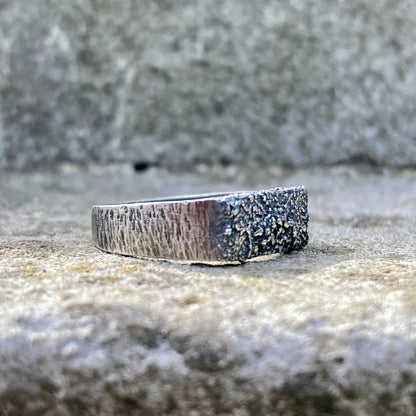 Sterling silver oxidised rustic ring. Made to order.