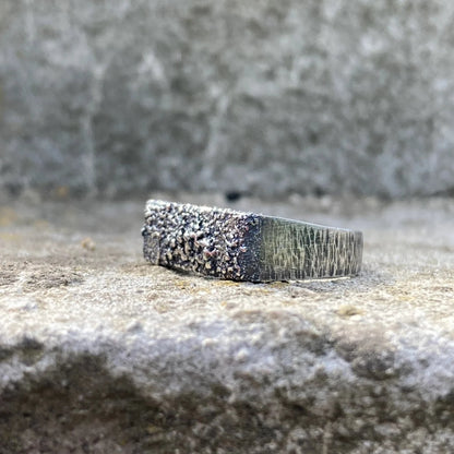 Sterling silver oxidised rustic ring. Made to order.