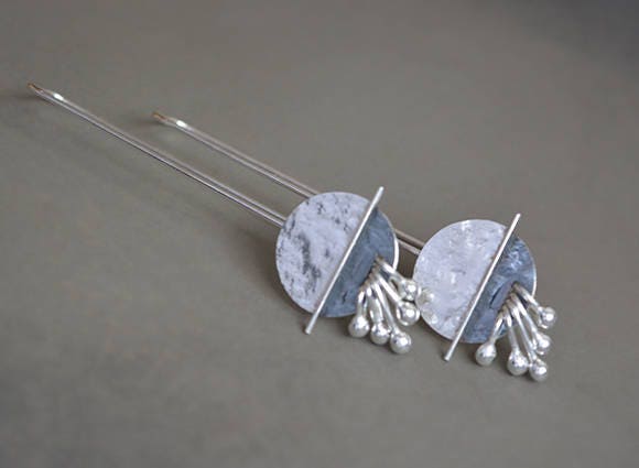 Long  sterling silver drop earrings.