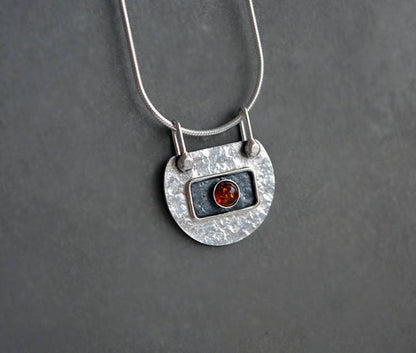 Amber sterling silver necklace.