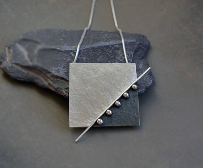 Sterling silver square pendant. MADE TO ORDER.