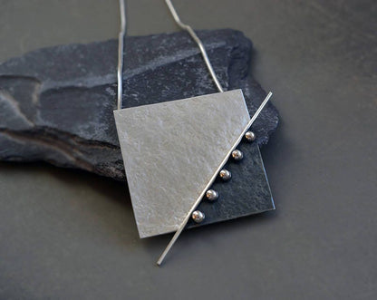 Sterling silver square pendant. MADE TO ORDER.