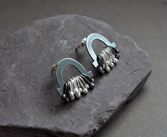 Sterling silver stud earrings. Oxidised silver. MADE TO ORDER.