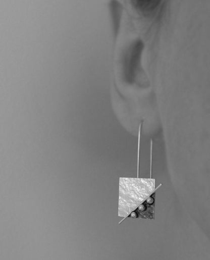 Sterling sterling silver square textured earrings. MADE TO ORDER.