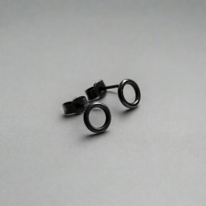 oxidised sterling silver circle stud earrings