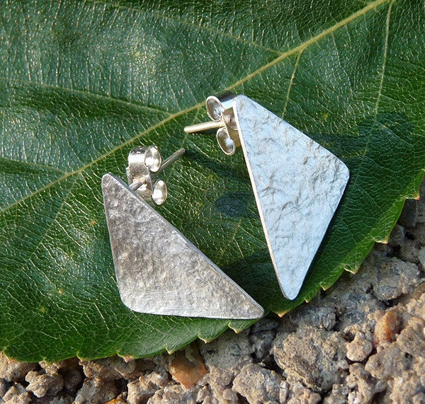 Triangle sterling silver stud earrings.
