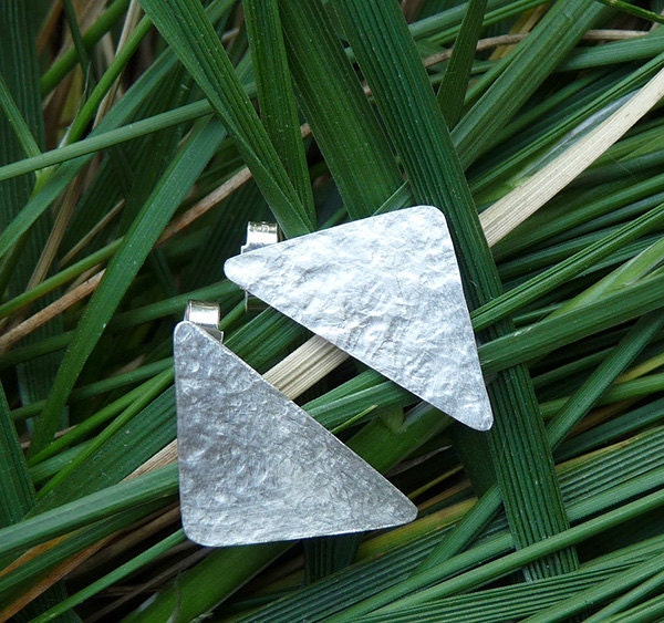 Triangle sterling silver stud earrings.