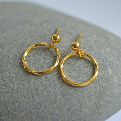 gold vermeil ball and twisted circle stud earrings