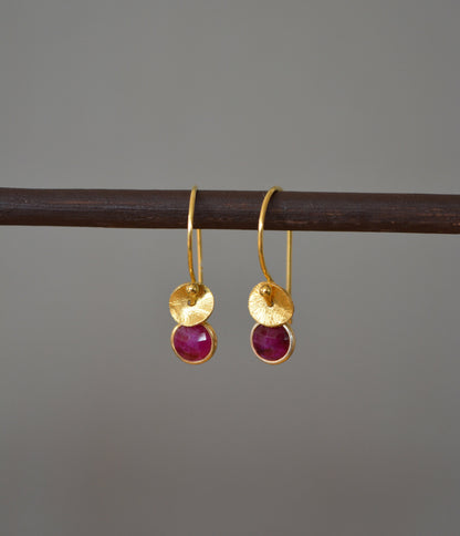 24k gold vermeil and ruby earrings.