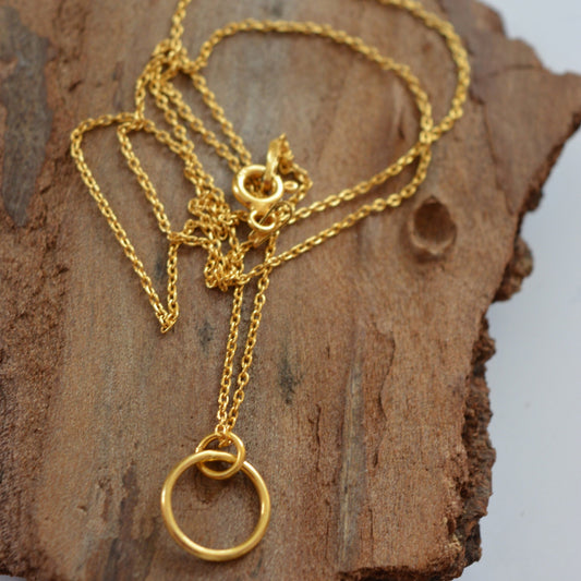 Gold plated sterling silver circle necklace