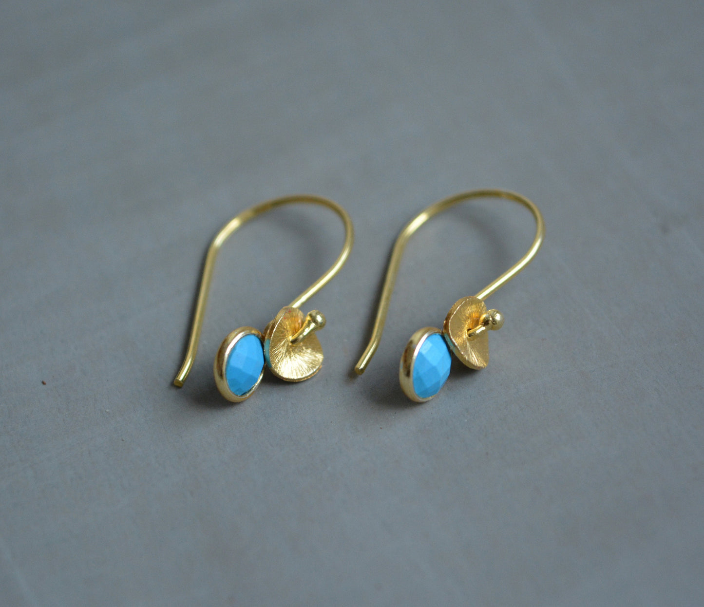 24k gold vermeil and turquoise earrings. December birthstone earrings.