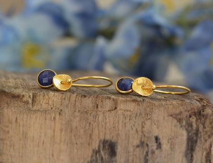 24k gold vermeil and sapphire earrings.