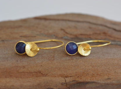 24k gold vermeil and sapphire earrings.