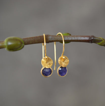 24k gold vermeil and sapphire earrings.