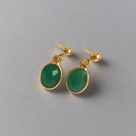24k Gold Vermeil Green Onyx Drop Earrings