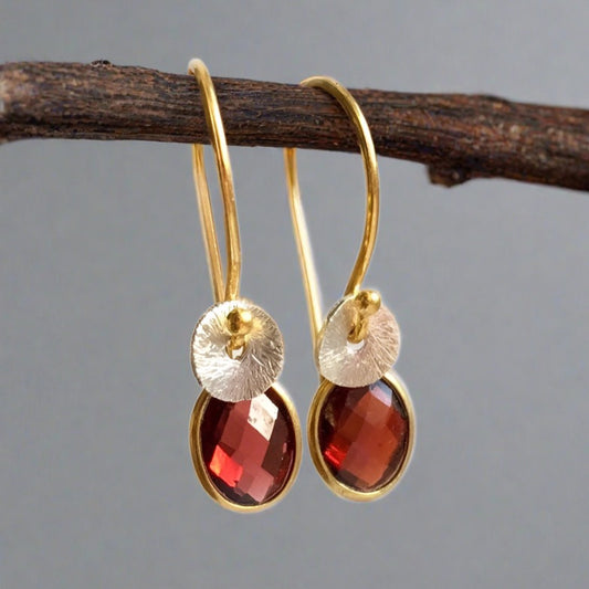 Garnet 24k gold vermeil, sterling silver earrings.
