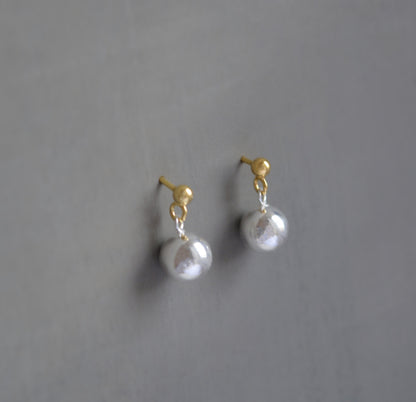Gold and Silver Ball Drop Stud Earrings