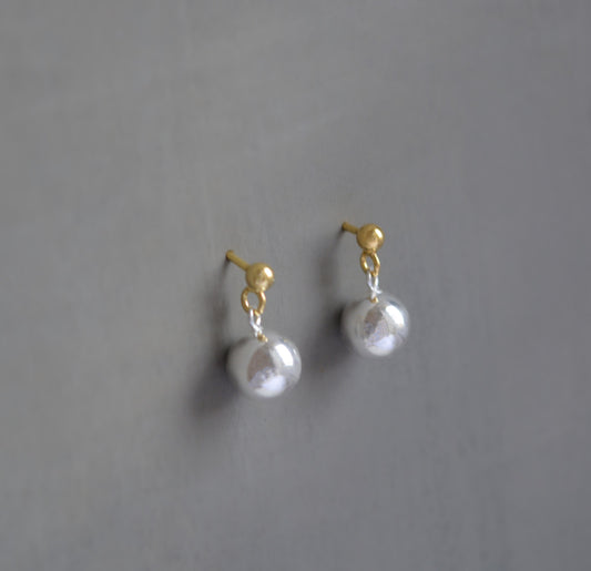 Gold and Silver Ball Drop Stud Earrings