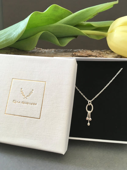 Small sterling silver oval pendant.