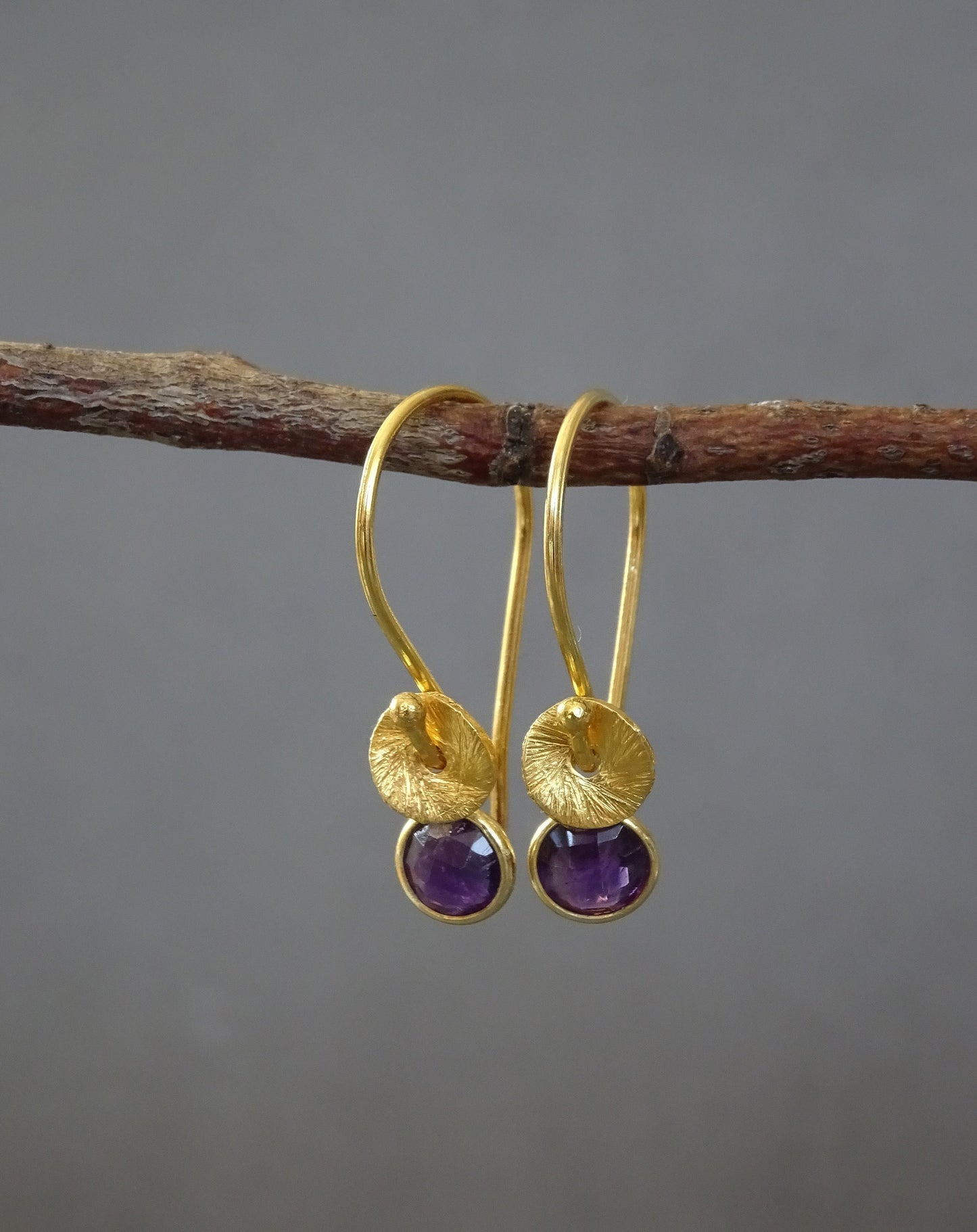 24k gold vermeil and amethyst earrings.