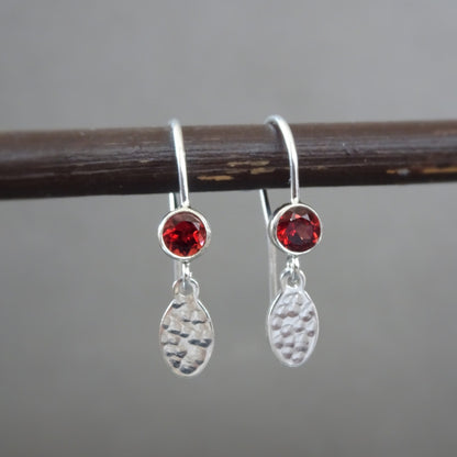 sterling silver garnet earrings