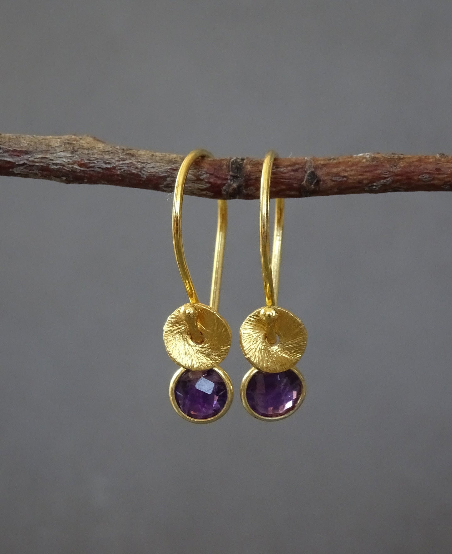24k gold vermeil and amethyst earrings.