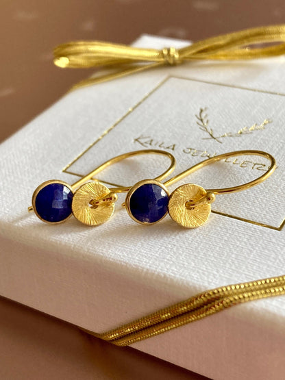 24k gold vermeil and sapphire earrings.
