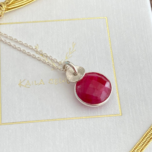 Sterling Silver Ruby Necklace.
