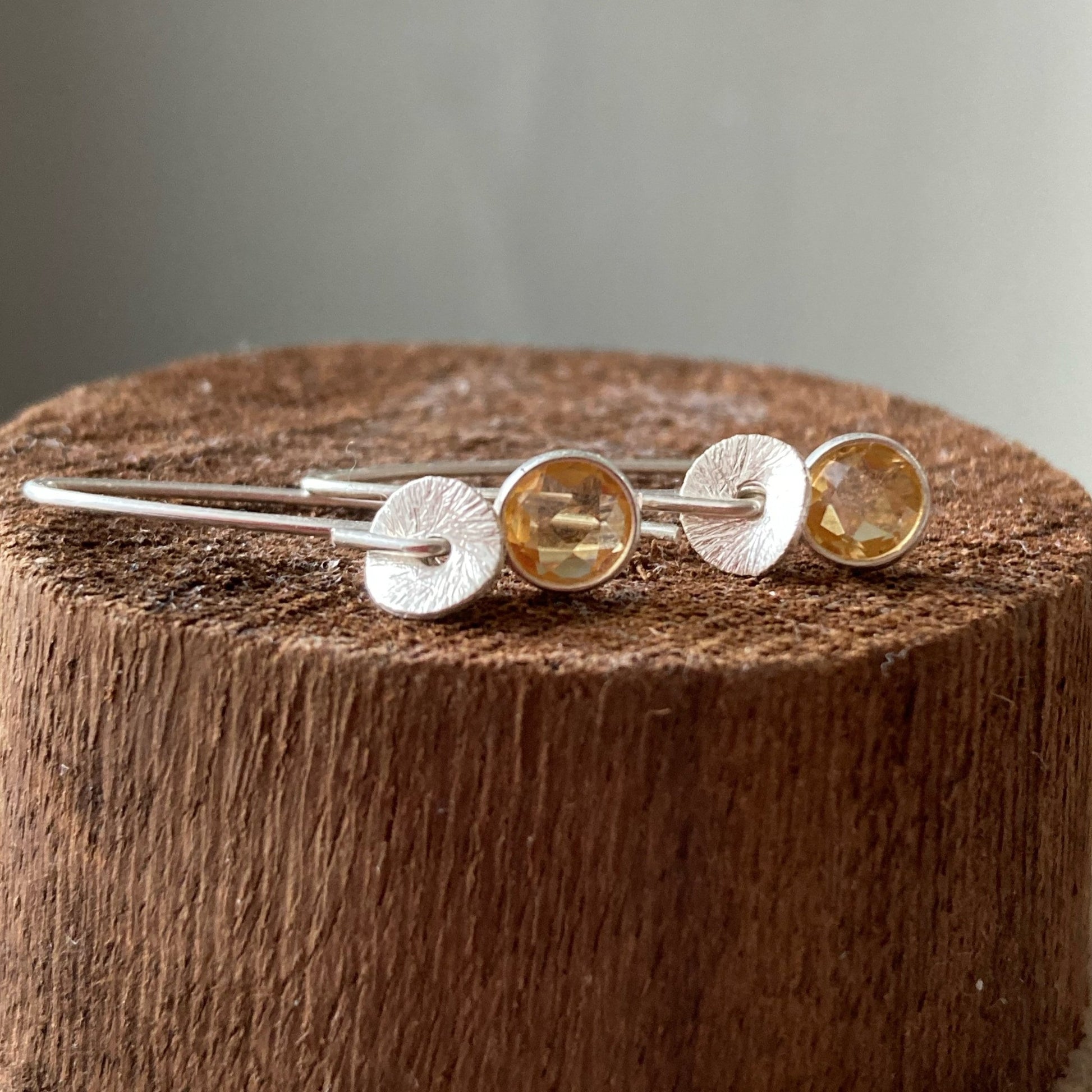 Citrine sterling silver dangle earrings