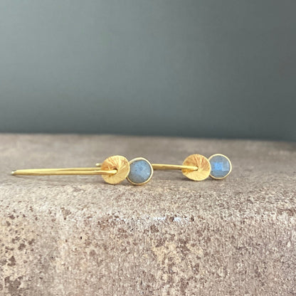 Labradorite 24k gold vermeil dangle earrings. November birthstone earrings.