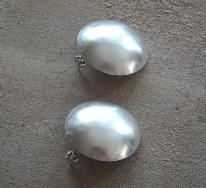 Large statement sterling silver bowl stud earrings.