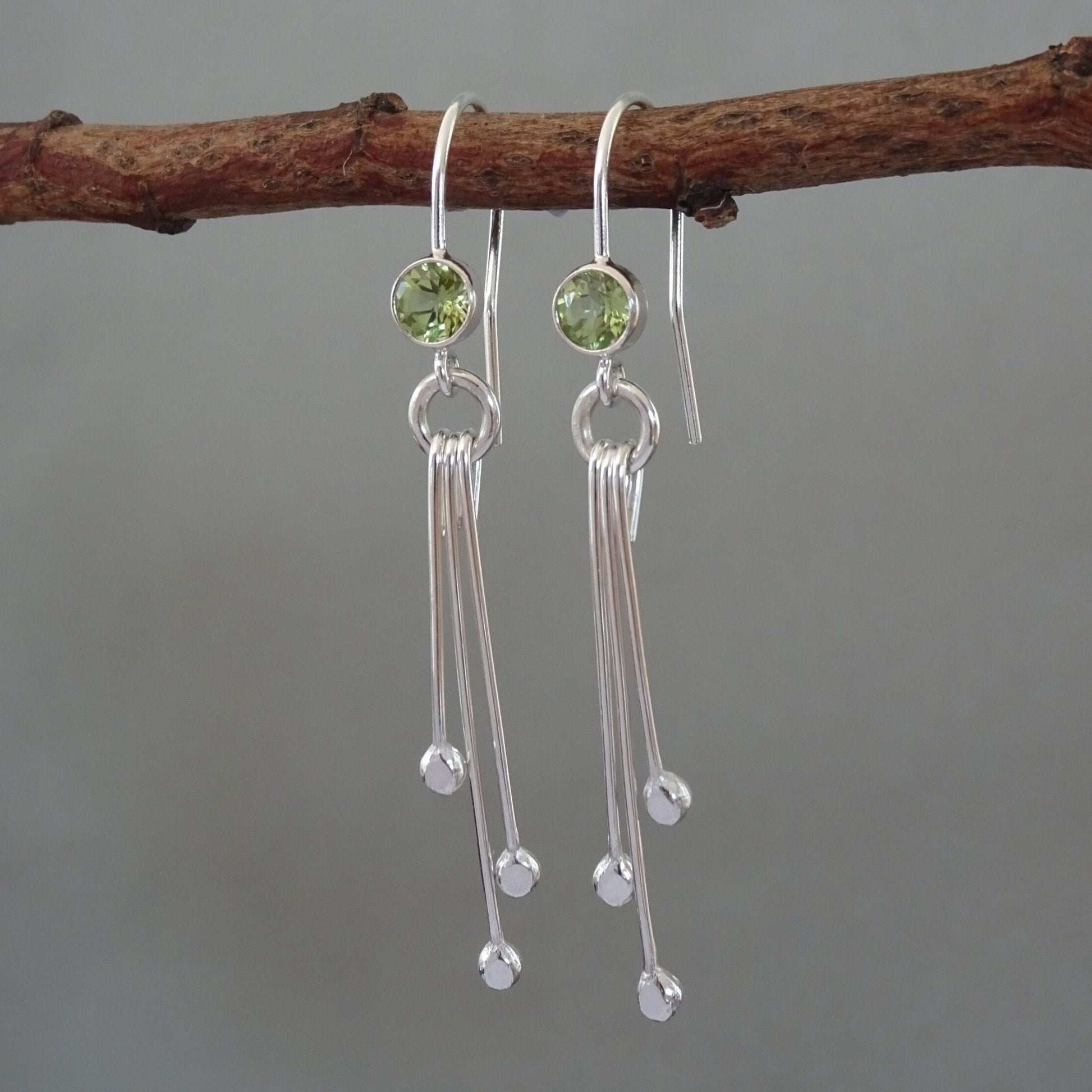 Peridot sterling silver dangle earrings