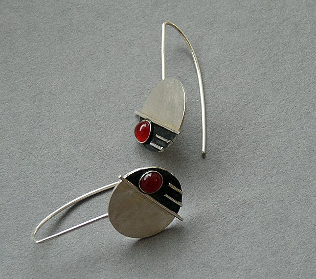 Sterling silver earrings with carnelian.