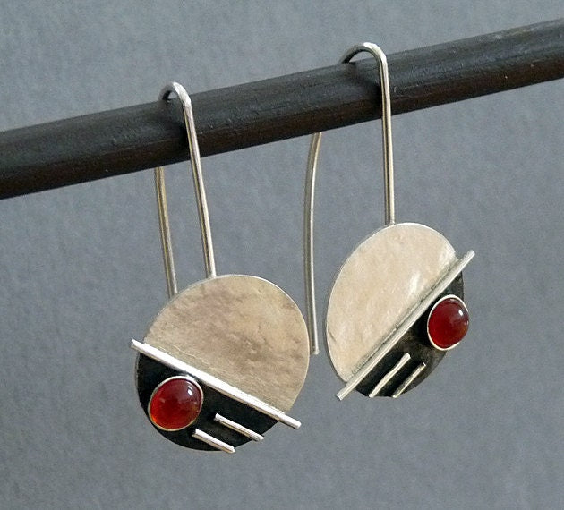 Sterling silver earrings with carnelian.