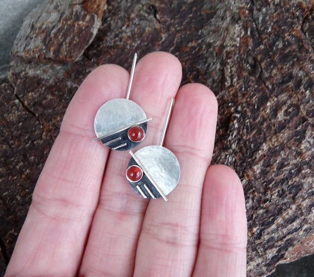 Sterling silver earrings with carnelian.