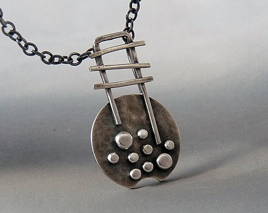 Artisan oxidised rustic sterling silver necklace.