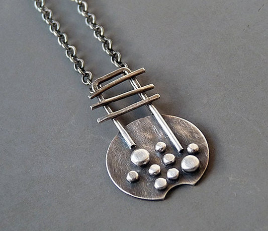 Artisan oxidised rustic sterling silver necklace.