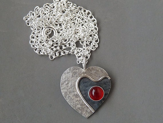 Carnelian sterling silver heart necklace.