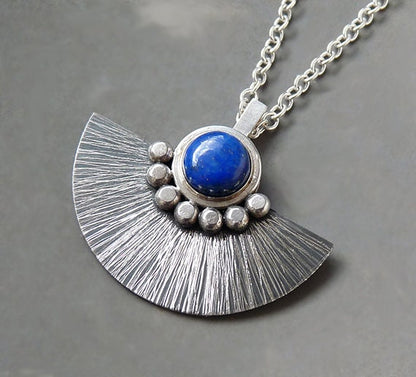 Lapis lazuli sterling silver fan necklace.  MADE TO ORDER.