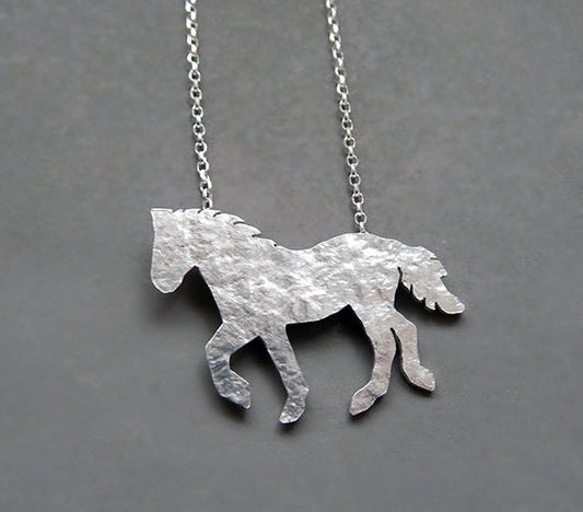 Sterling silver horse necklace.