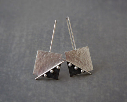 Sterling sterling silver square textured earrings. MADE TO ORDER.