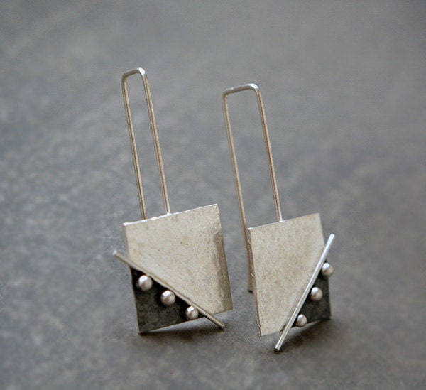 Sterling sterling silver square textured earrings. MADE TO ORDER.