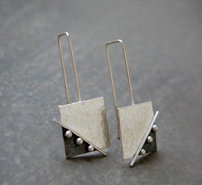 Sterling sterling silver square textured earrings. MADE TO ORDER.