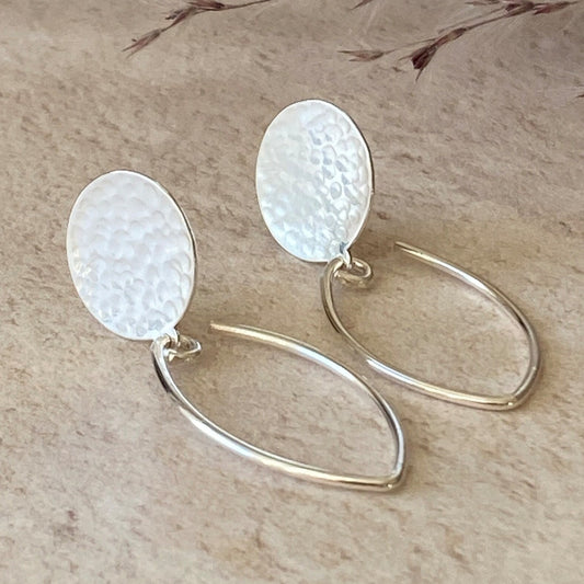 Sterling silver hammered disc earrings
