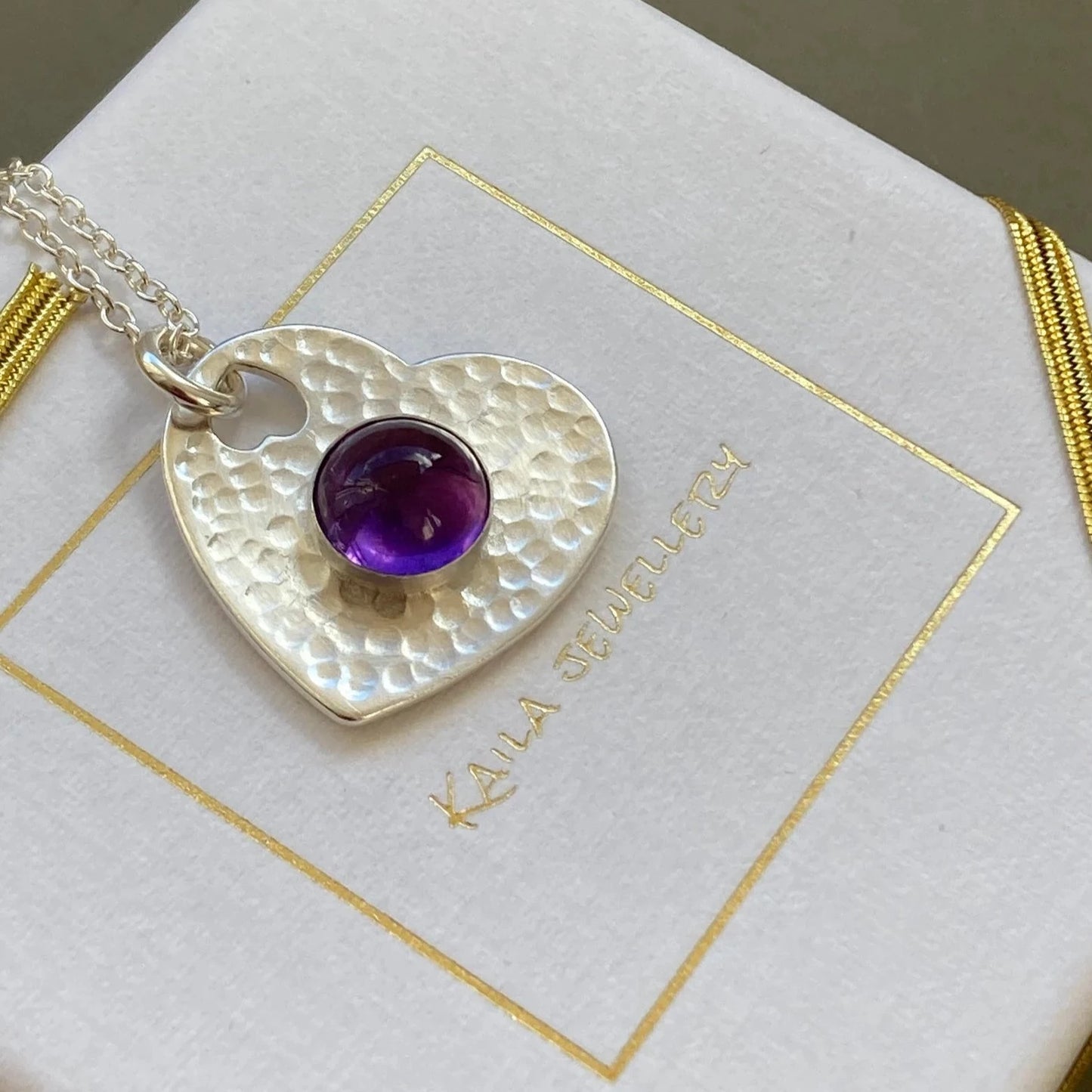Amethyst sterling silver heart necklace